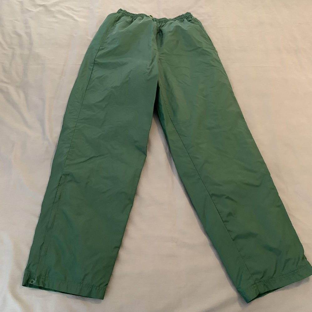 Eastbay‎ Track Pants Mens Small Green Lined Elastic Waist Nylon Athletic Warm Up